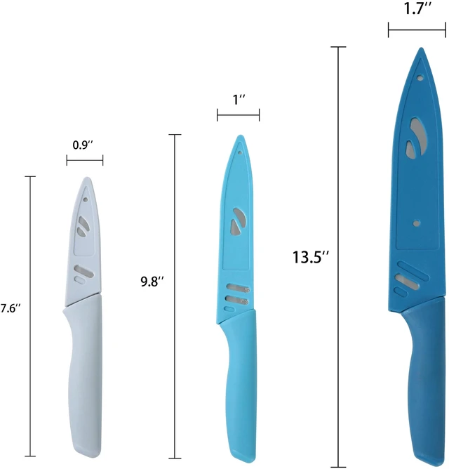 Alt view image 6 of 6 - Mainstays 3-Piece Stainless Steel Color Knife Set with Soft Grip Handles
