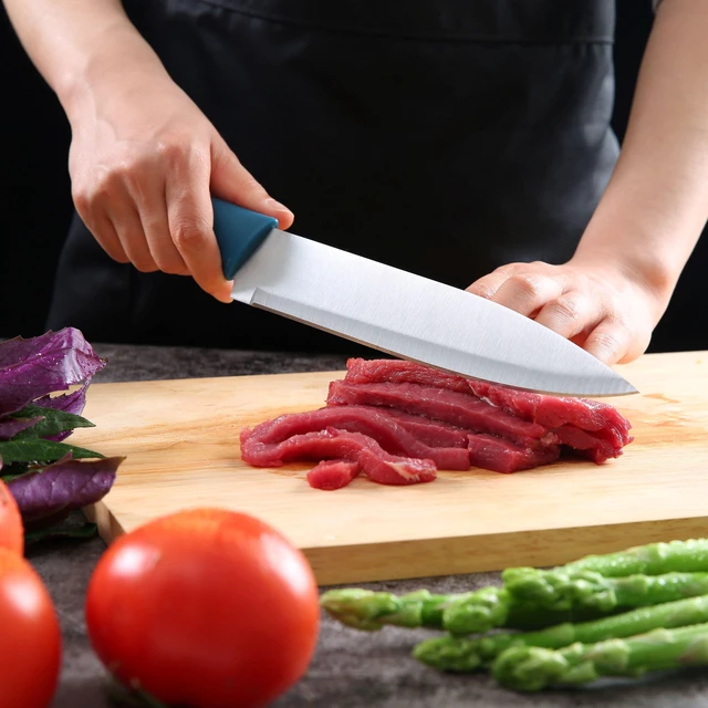 Alt view image 5 of 6 - Mainstays 3-Piece Stainless Steel Color Knife Set with Soft Grip Handles