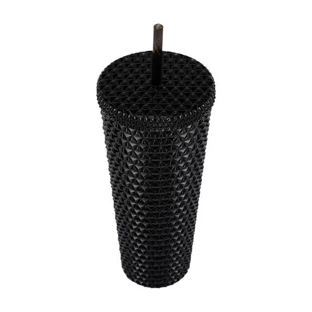Alt view image 2 of 5 - Mainstays 26-Ounce Plastic Double Wall Insulated Iridescent Textured Tumbler with Straw, Black