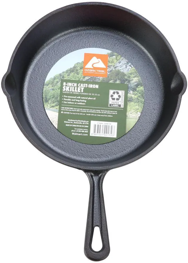 Alt view image 2 of 5 - Ozark Trail 8-Inch Pre-Seasoned Cast Iron Skillet with Handle