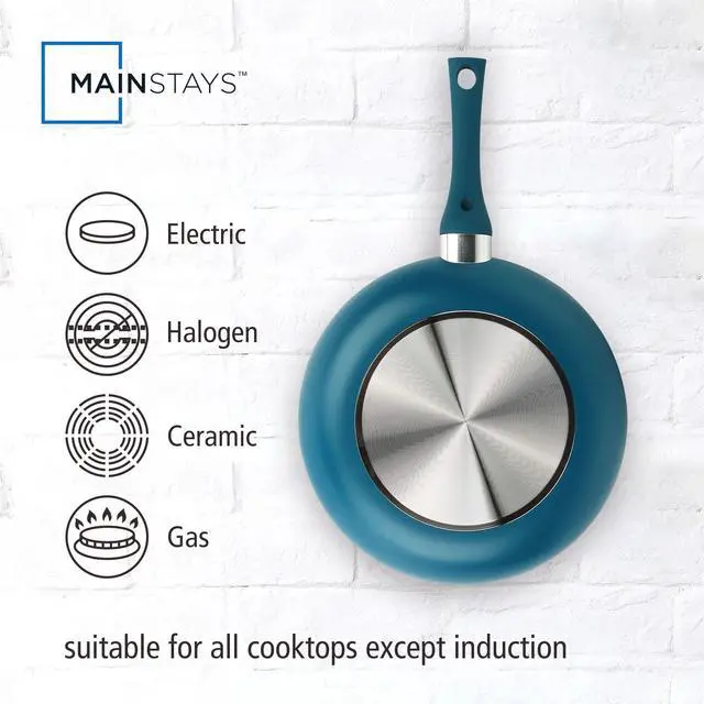 Alt view image 3 of 5 - Mainstays Classic Ceramic Nonstick Aluminum 12in Frypan, Blue