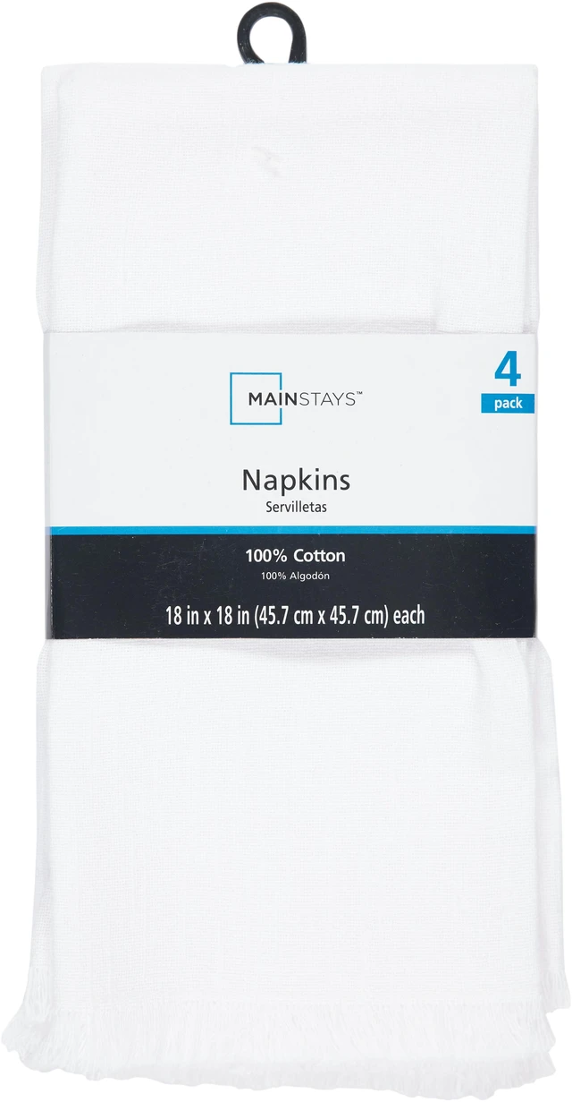 Alt view image 2 of 7 - Mainstays 4-Pack Solid White Napkin Set, 18 x 18 Inches, 100% Cotton
