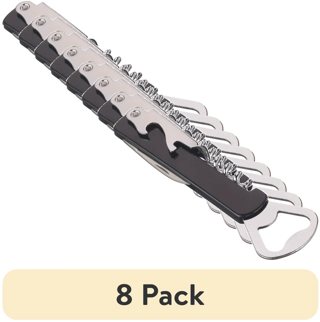 Main image of Mainstays Stainless Steel and Plastic Waiter's Corkscrew Bottle Opener (8 Pack), Black