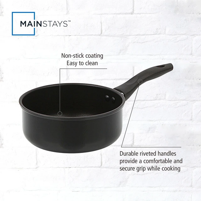 Alt view image 2 of 5 - Mainstays 2qt Non-Stick Aluminum Saucepan, Black