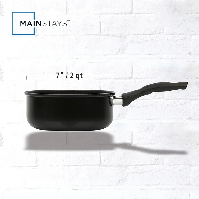 Alt view image 3 of 5 - Mainstays 2qt Non-Stick Aluminum Saucepan, Black