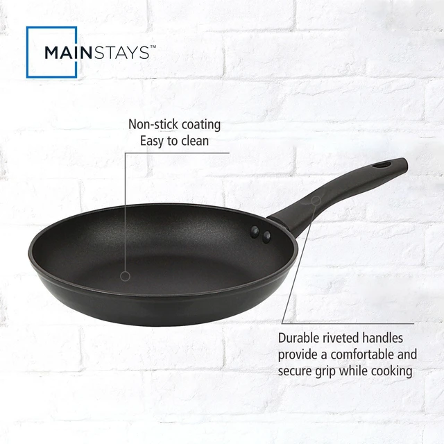 Alt view image 5 of 5 - Mainstays 9.5in Non-Stick Aluminum Alloy Skillet, Black, Dishwasher Safe