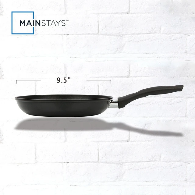Alt view image 3 of 5 - Mainstays 9.5in Non-Stick Aluminum Alloy Skillet, Black, Dishwasher Safe