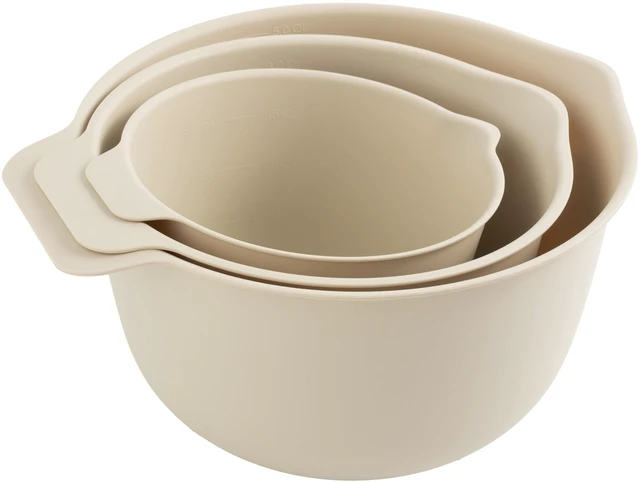 Main image of Mainstays 3-Piece Mixing Bowl Set, 50% RPP, Recycled Material, 11.81in, Papyrus Beige
