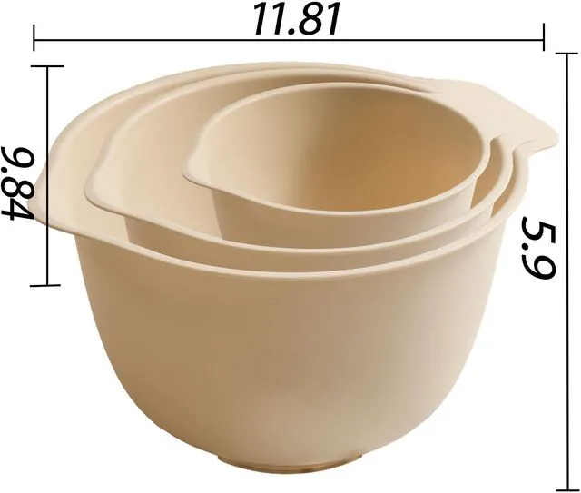 Alt view image 5 of 5 - Mainstays 3-Piece Mixing Bowl Set, 50% RPP, Recycled Material, 11.81in, Papyrus Beige