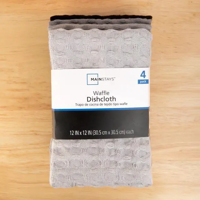 Alt view image 3 of 6 - Mainstays 4-Pack Waffle Dishcloth Set, 100% Cotton, Gray, 12x12 Inches