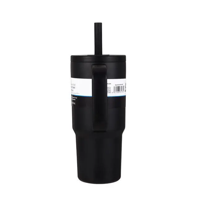 Alt view image 5 of 5 - Mainstays 20oz Stainless Steel Double Wall Tumbler with Straw Lid, Black