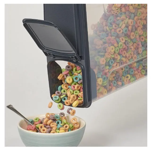 Alt view image 5 of 6 - Mainstays 2-Pack Plastic Cereal Keeper Storage Containers, 24 Cup Capacity, Dark Gray Lid, Kitchen Pantry Organizer for Cereal and Dry Food