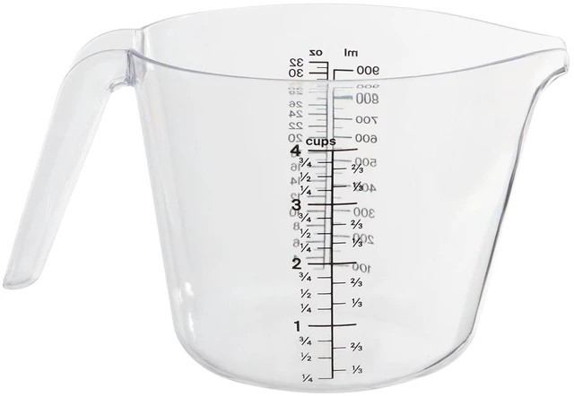 Main image of Mainstays 4-Cup 32 oz Plastic Measuring Cup with Large Spout, Clear