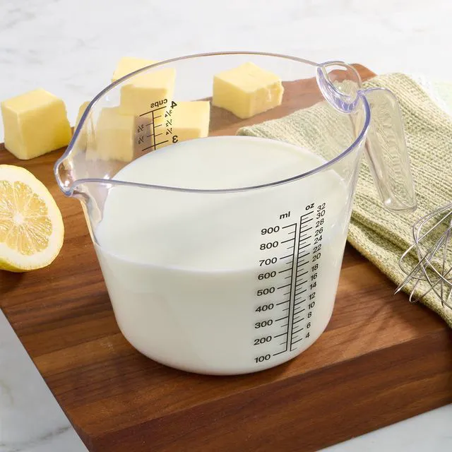 Alt view image 2 of 5 - Mainstays 4-Cup 32 oz Plastic Measuring Cup with Large Spout, Clear