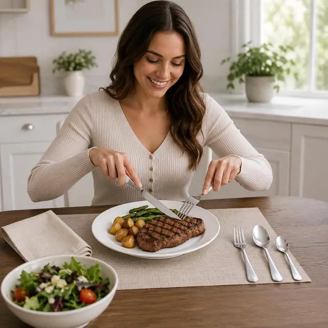 Alt view image 4 of 6 - Mainstay 20-Piece Stainless Steel Flatware Mirror Polished, Service for 4, Dishwasher Safe