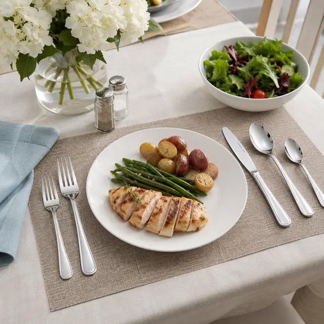 Alt view image 3 of 6 - Mainstay 20-Piece Stainless Steel Flatware Mirror Polished, Service for 4, Dishwasher Safe