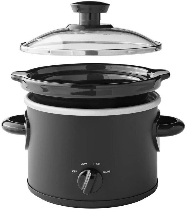 Alt view image 3 of 6 - Mainstays 2 Quart Round Slow Cooker with Matte Black Finish and Glass Lid