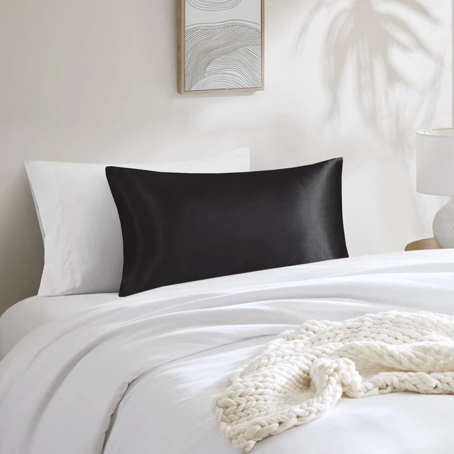Alt view image 6 of 6 - Mainstays Satin Body Pillowcase Classic Black Frizz Control & Cooling Comfort 1 Pack