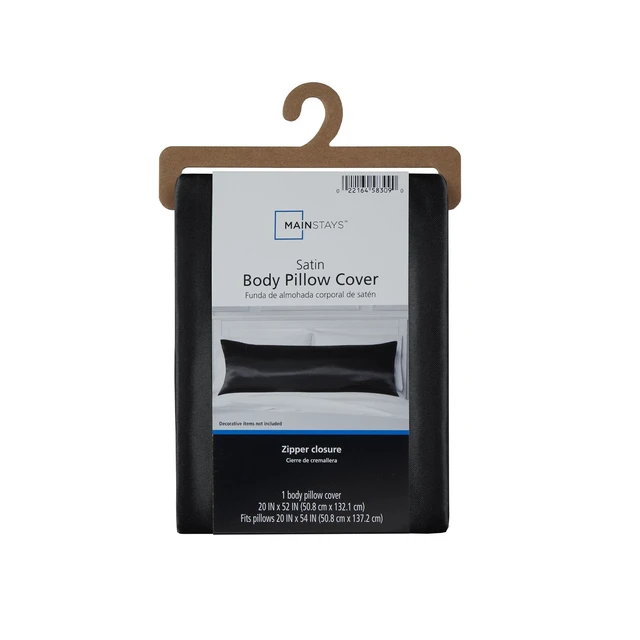 Alt view image 3 of 6 - Mainstays Satin Body Pillowcase Classic Black Frizz Control & Cooling Comfort 1 Pack