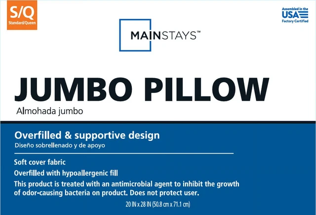 Alt view image 2 of 5 - Mainstays Mega Bed Pillow Standard/Queen 2 Pack