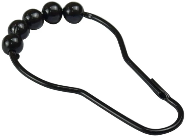 Alt view image 5 of 5 - Mainstays Shower Curtain Rollerball Hooks, Black, 12-Piece Set, 100% Iron