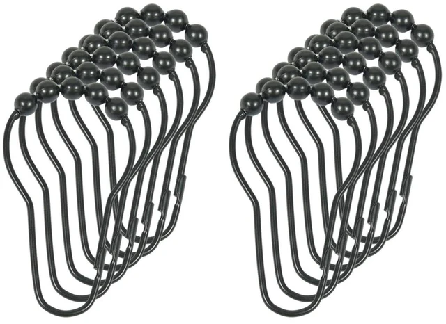 Alt view image 4 of 5 - Mainstays Shower Curtain Rollerball Hooks, Black, 12-Piece Set, 100% Iron