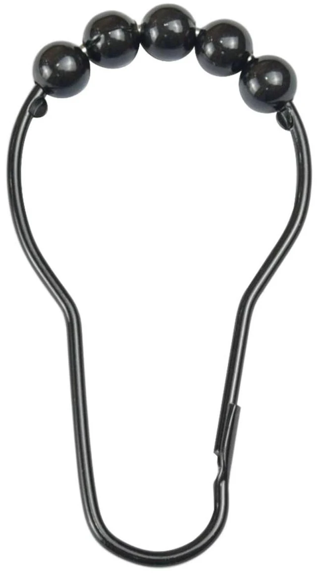 Alt view image 3 of 5 - Mainstays Shower Curtain Rollerball Hooks, Black, 12-Piece Set, 100% Iron