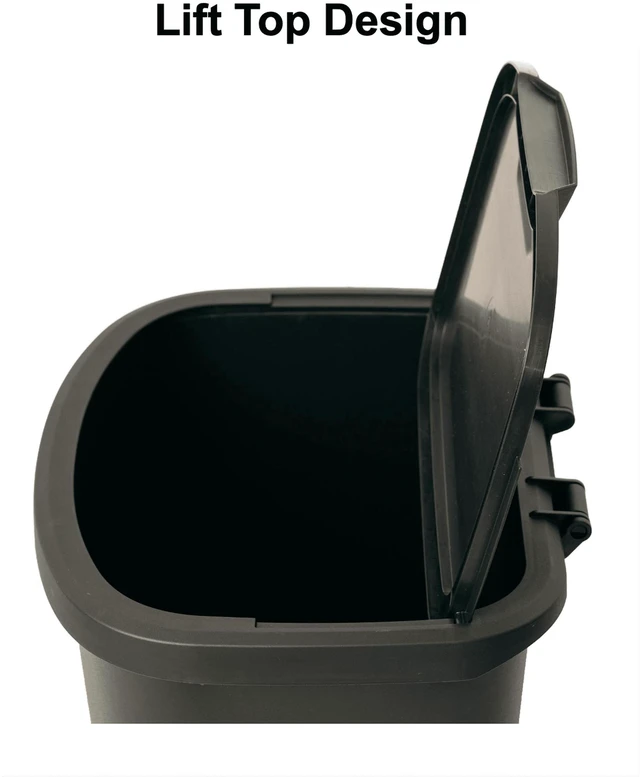 Alt view image 3 of 5 - Mainstays 11Gallon Plastic Kitchen Trash Can with Lift-Top Lid, Black