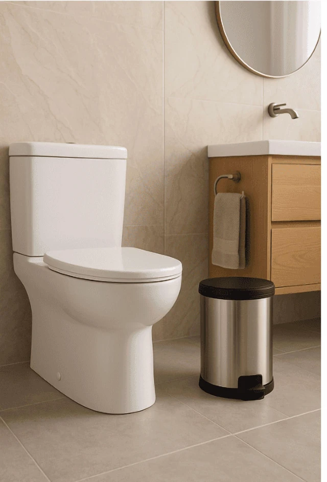 Alt view image 3 of 4 - Mainstays 1.5 Gallon Small Plastic Step Trash Can with Lid, Silver