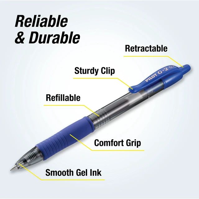 Alt view image 4 of 5 - Pilot G2 Premium Retractable Gel Ink Pens, Fine Point 0.7mm, Assorted Ink, 5 Count