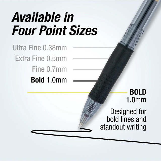 Alt view image 2 of 5 - Pilot G2 Retractable Gel Ink Pens, Bold Point, 1.0mm, Black Ink, 5 Count