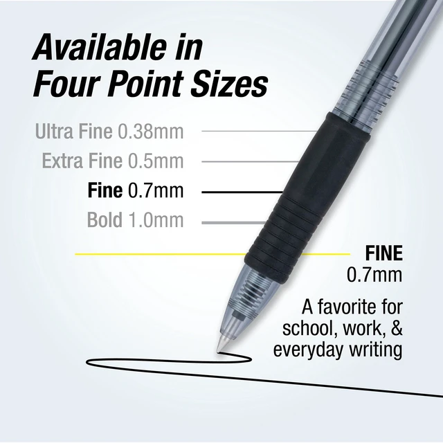 Alt view image 5 of 5 - Pilot G2 Retractable Gel Ink Pens Fine Point 0.7mm Black Ink 5 Pack