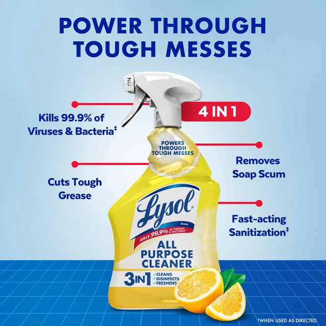 Alt view image 2 of 5 - Lysol All Purpose Cleaner Sanitizing and Disinfecting Spray, Lemon Breeze, 32 oz, Bottle