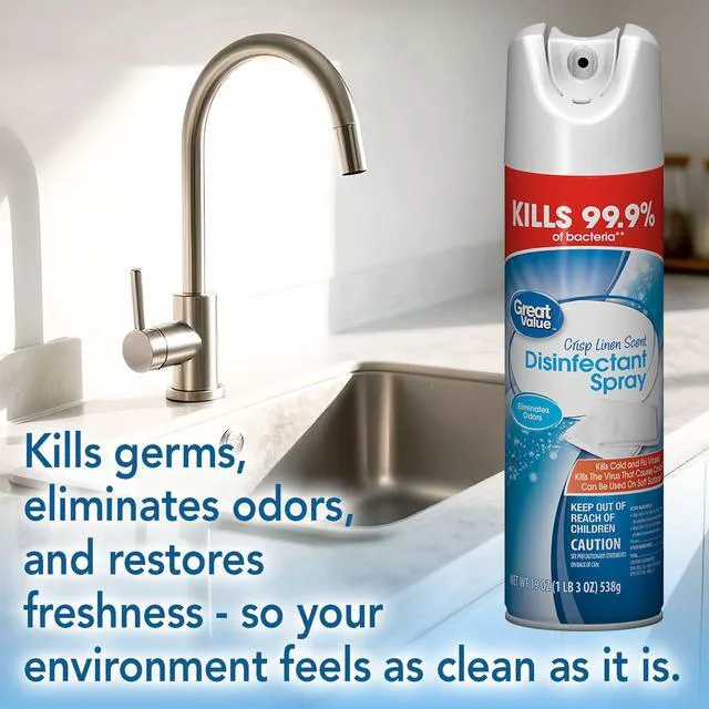 Alt view image 3 of 6 - Great Value Disinfectant Spray, 19 oz, Crisp Linen Scent