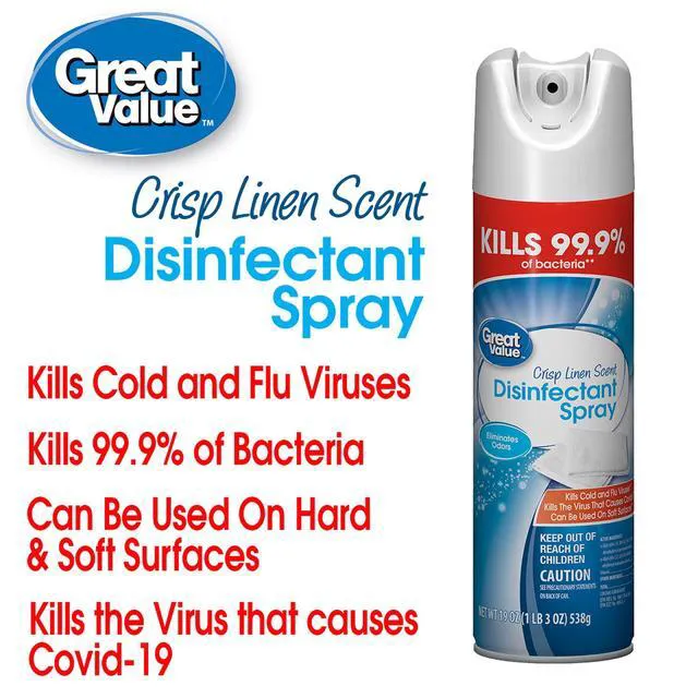 Alt view image 6 of 6 - Great Value Disinfectant Spray, 19 oz, Crisp Linen Scent