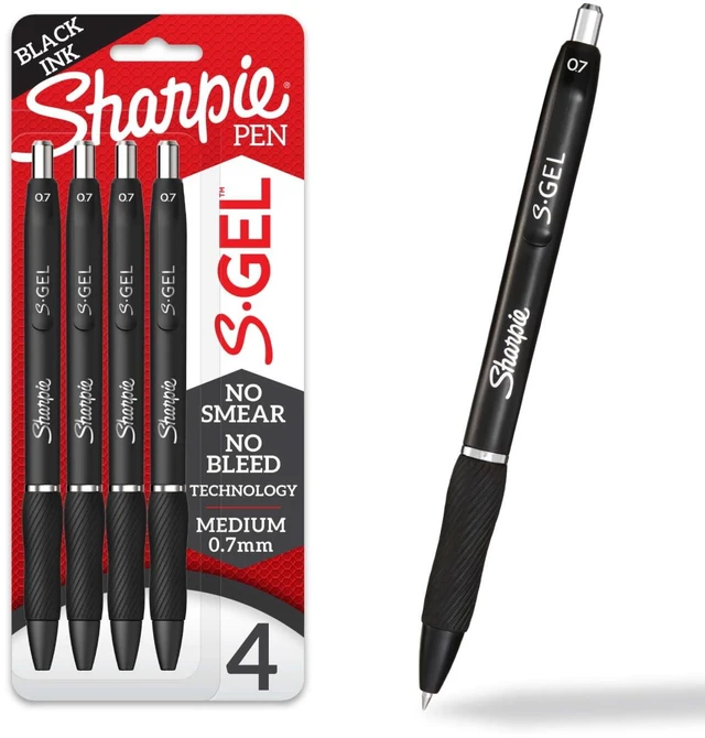 Main image of Sharpie S-Gel Gel Pens, Medium Point (0.7mm), Black Ink, 4 Count