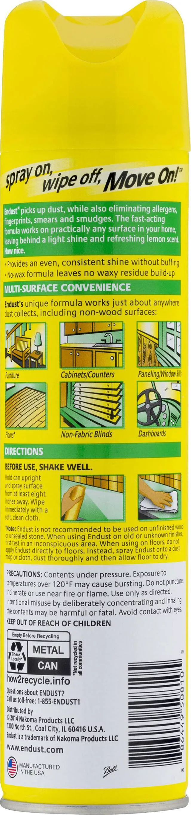 Alt view image 3 of 5 - Endust Multi-Surface Dusting and Cleaning Spray, Lemon Zest, Aerosol, 12.5 oz