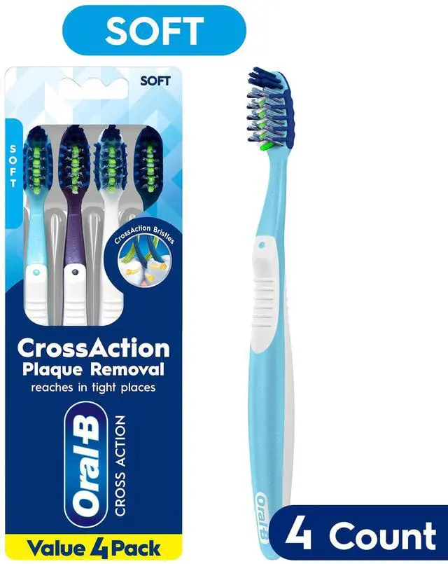 Main image of Oral-B Pro-Clean CrossAction Plaque Removal Manual Toothbrush, Soft Bristles, 4 Count