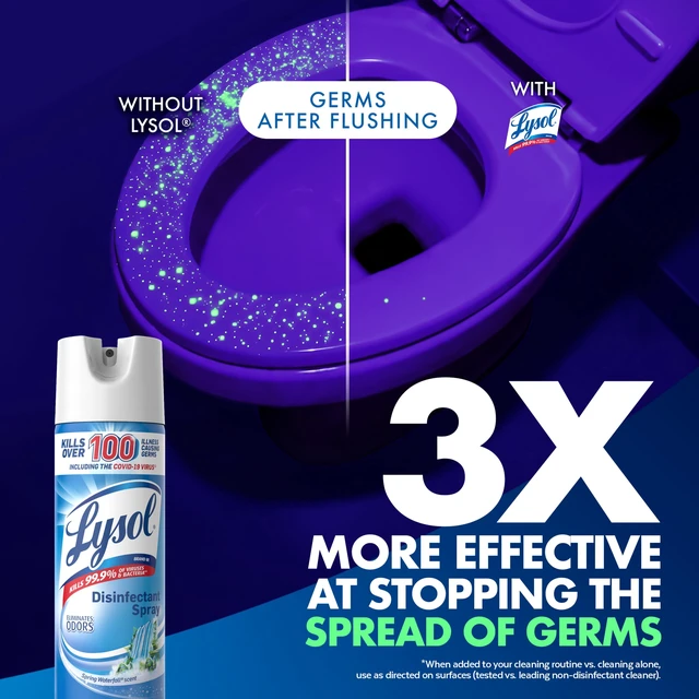 Alt view image 5 of 5 - Lysol Disinfectant Spray, Antibacterial and Sanitizing, Deodorizer, Spring Waterfall, 19oz