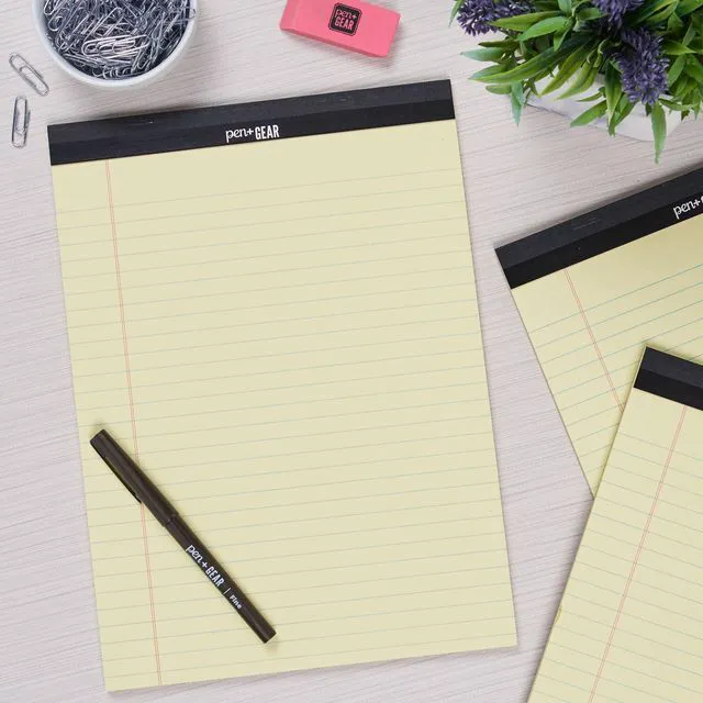 Alt view image 3 of 6 - Pen+Gear Wide Ruled Legal Pads 8.5" x 11.75", 3-Pack, 50 Sheets Each, Canary