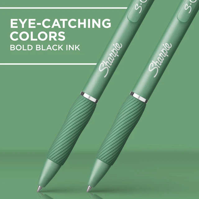 Alt view image 2 of 5 - Sharpie S-Gel Gel Pens, Medium Point (0.7mm), Green Barrel, Black Ink, 4 Count