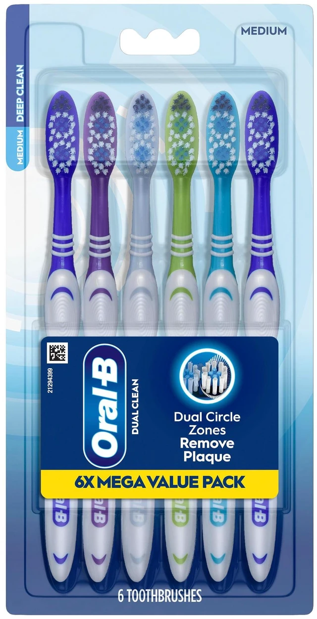 Main image of Oral-B Dual Clean Toothbrush, Medium, 6Count