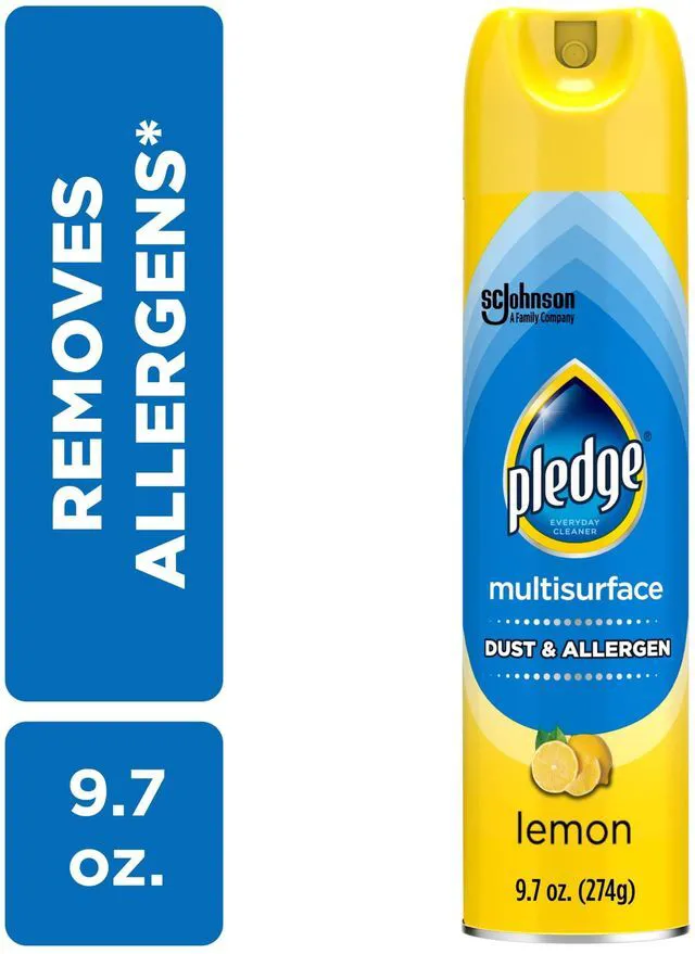 Main image of Pledge Clean It Dust & Allergen Multi Surface Cleaner Spray, Lemon Scent, 9.7 Ounce