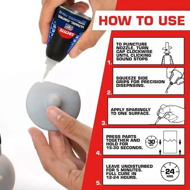 Alt view image 3 of 6 - Loctite Super Glue Ultra Gel Control, Clear, 0.14fl oz, 1 Pack