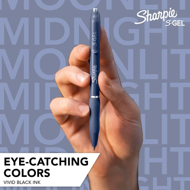 Alt view image 4 of 5 - Sharpie S-Gel Gel Pens, Medium Point (0.7mm), Moonlit Midnight Barrel, Black Ink, 4 Count