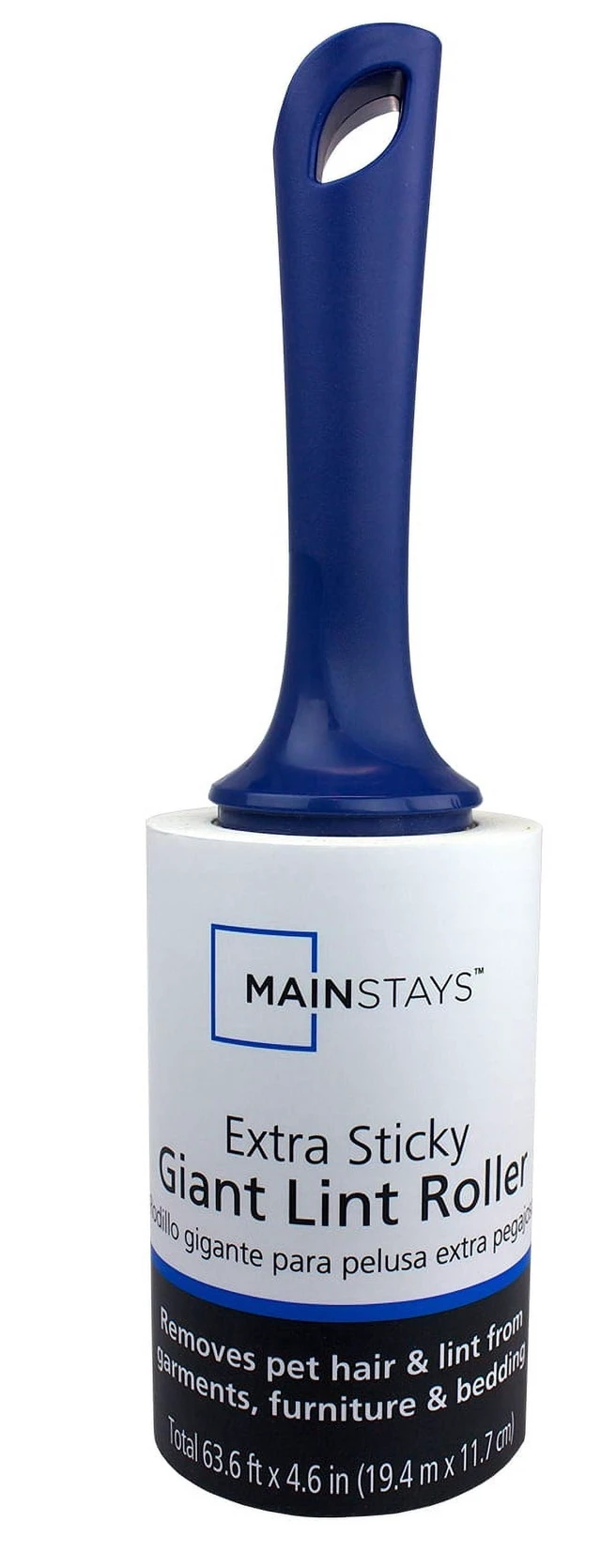 Main image of Mainstays Giant Lint Roller Extra Sticky, 100 Sheets Per Roll, 4.6" Tall Sheets, For Pets, Clothing, Furniture, Crafts, Travel