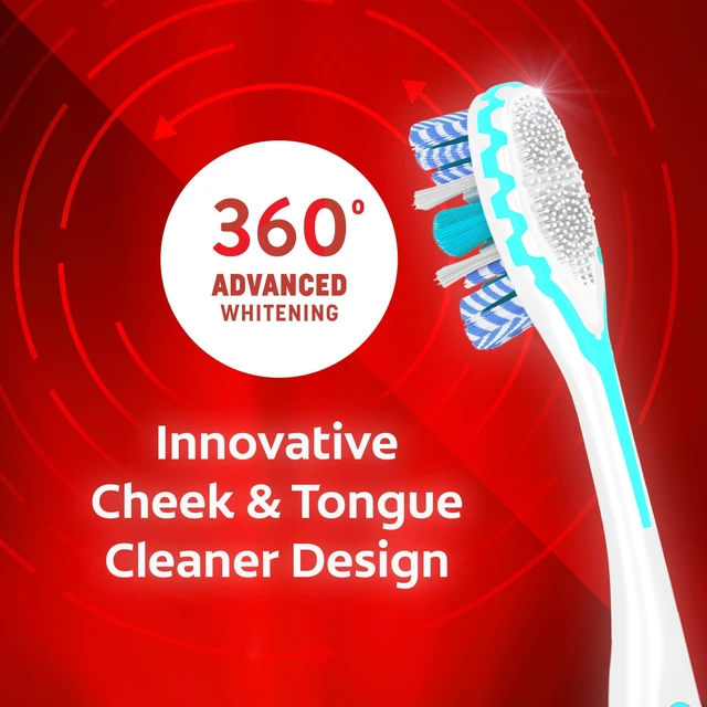 Alt view image 2 of 6 - Colgate 360 Advanced Whitening Medium Manual Toothbrush, 6 Count