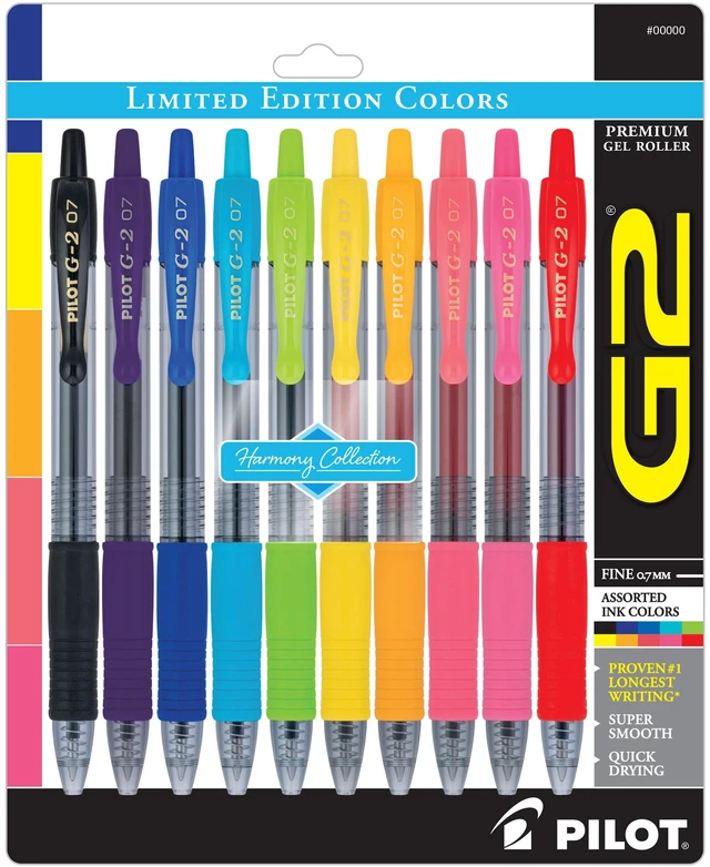 Main image of Pilot G2 Premium Retractable Gel Ink Pens, Fine Point, Assorted Ink, 10 Count