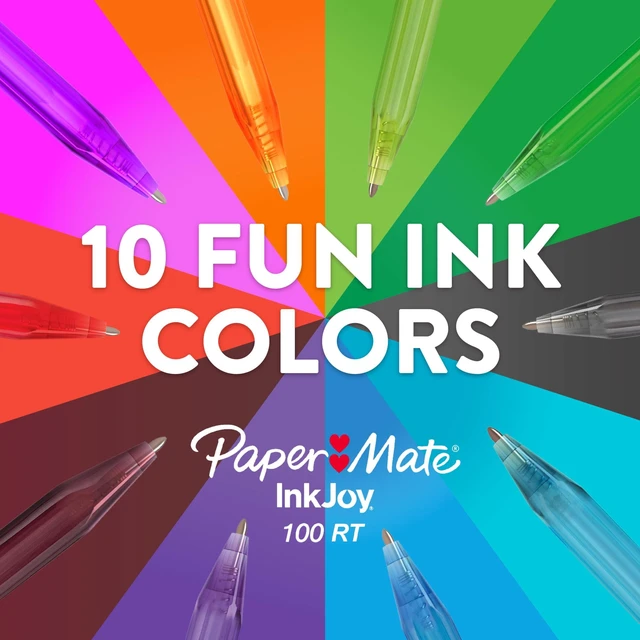 Alt view image 4 of 6 - Paper Mate InkJoy 100 Ballpoint Retractable Pens, 1.0mm, Assorted Colors, 16 Count