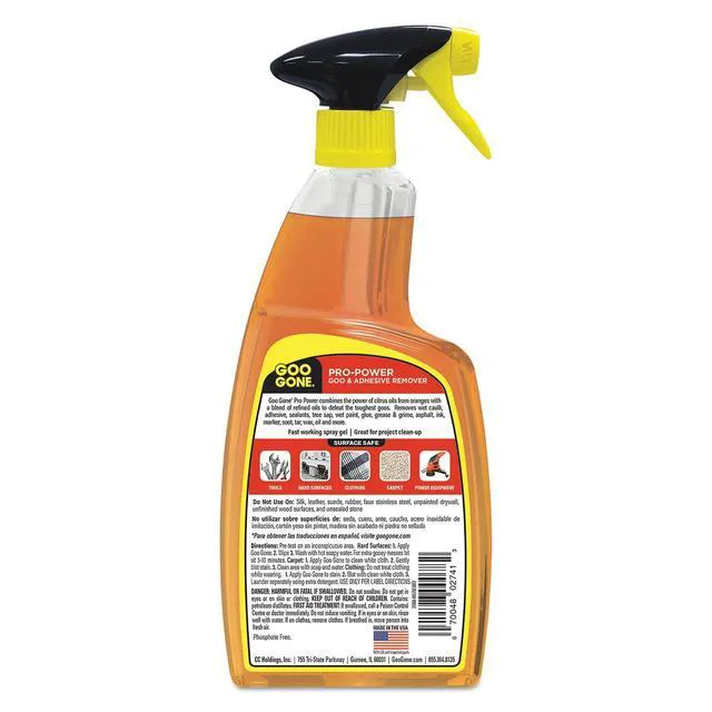 Alt view image 5 of 6 - Goo Gone Pro-Power Heavy Duty Tape, Adhesive & Grease Remover Spray Gel, Orange Citrus Scent, 24oz, 1count